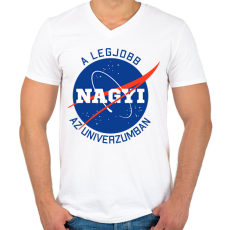 PRINTFASHION Nasa Nagymama - Férfi V-nyakú póló - Fehér