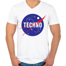 PRINTFASHION Nasa Techno - Férfi V-nyakú póló - Fehér férfi póló