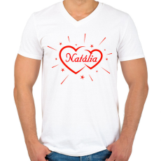 PRINTFASHION Natália - Férfi V-nyakú póló - Fehér