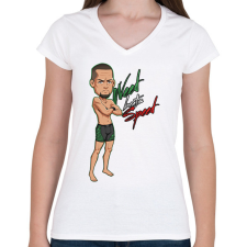 PRINTFASHION Nate Diaz - Női V-nyakú póló - Fehér női póló