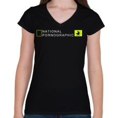 PRINTFASHION national pornographic - Női V-nyakú póló - Fekete
