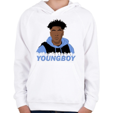 PRINTFASHION NBA Youngboy - Gyerek kapucnis pulóver - Fehér gyerek pulóver, kardigán