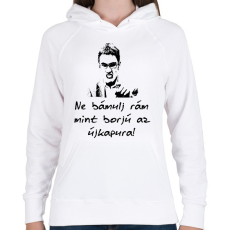 PRINTFASHION ne bámulj rám - Női kapucnis pulóver - Fehér