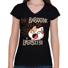 PRINTFASHION Ne basszatok fel ma! Légyszi! - Női V-nyakú póló - Fekete női póló