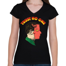 PRINTFASHION Ne bízz meg senkiben - Női V-nyakú póló - Fekete