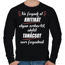 PRINTFASHION Ne fogadj el kritikát 2 - Férfi pulóver - Fekete férfi pulóver, kardigán