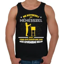 PRINTFASHION Ne kötekedj egy méhésszel - Férfi atléta - Fekete atléta, trikó