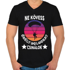 PRINTFASHION Ne kövess - Férfi V-nyakú póló - Fekete