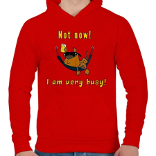 PRINTFASHION Ne most nagyon elfoglalt vagyok - Férfi kapucnis pulóver - Piros férfi pulóver, kardigán