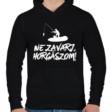 PRINTFASHION Ne zavarj horgászom  - Férfi kapucnis pulóver - Fekete