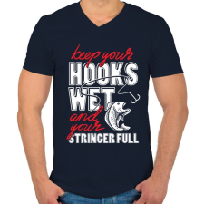 PRINTFASHION Nedves horog  - Férfi V-nyakú póló - Sötétkék férfi póló