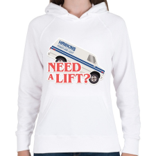 PRINTFASHION Need lift? - Női kapucnis pulóver - Fehér női pulóver, kardigán