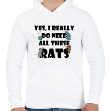 PRINTFASHION Need rats - Férfi kapucnis pulóver - Fehér