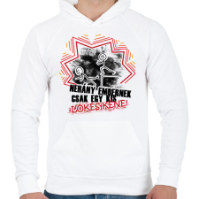 PRINTFASHION Néhány embernek csak egy kis lökés kéne - Férfi kapucnis pulóver - Fehér férfi pulóver, kardigán