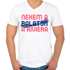 PRINTFASHION NEKEM A BALATON A RIVIÉRA 2 - Férfi V-nyakú póló - Fehér férfi póló