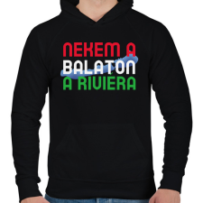 PRINTFASHION NEKEM A BALATON A RIVIÉRA - Férfi kapucnis pulóver - Fekete férfi pulóver, kardigán