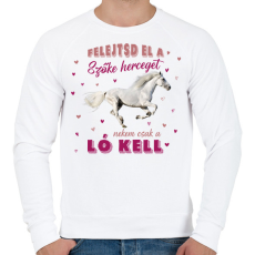 PRINTFASHION Nekem csak a ló kell - Férfi pulóver - Fehér