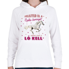 PRINTFASHION Nekem csak a ló kell - Női kapucnis pulóver - Fehér női pulóver, kardigán