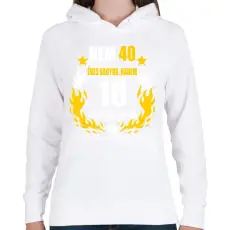 PRINTFASHION Nem 40 éves vagyok - Női kapucnis pulóver - Fehér