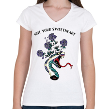 PRINTFASHION Nem az édesed - Női V-nyakú póló - Fehér női póló