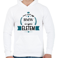 PRINTFASHION Nem csak egy BMW - Férfi kapucnis pulóver - Fehér férfi pulóver, kardigán