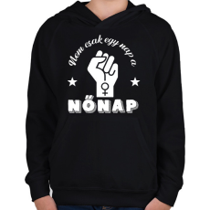 PRINTFASHION Nem csak egy nap - Gyerek kapucnis pulóver - Fekete