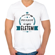 PRINTFASHION Nem csak egy Peugeot - Férfi V-nyakú póló - Fehér