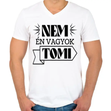 PRINTFASHION Nem én vagyok - Névvel - Férfi V-nyakú póló - Fehér férfi póló