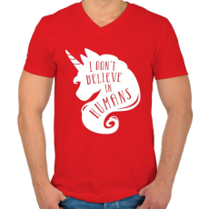 PRINTFASHION Nem hiszek az emberekben - Férfi V-nyakú póló - Piros