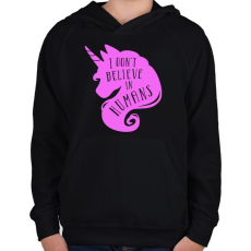 PRINTFASHION Nem hiszek az emberekben - Gyerek kapucnis pulóver - Fekete