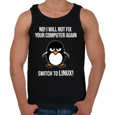 PRINTFASHION Nem javitom meg ujra, valts linuxra - Férfi atléta - Fekete