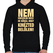 PRINTFASHION Nem kokszolok, de kössz! - Férfi kapucnis pulóver - Fekete férfi pulóver, kardigán