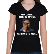 PRINTFASHION Nem lehetsz rossz az ágyban - Női V-nyakú póló - Fekete női póló