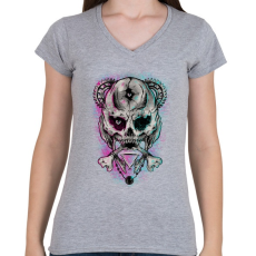 PRINTFASHION Nem Mickey - Női V-nyakú póló - Sport szürke