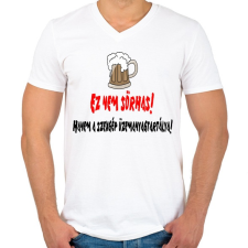 PRINTFASHION nem sörhas - Férfi V-nyakú póló - Fehér férfi póló