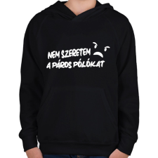PRINTFASHION Nem szeretem a páros pólókat - Páros póló fehér - Gyerek kapucnis pulóver - Fekete gyerek pulóver, kardigán