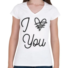 PRINTFASHION Nem szeretlek - Női V-nyakú póló - Fehér női póló