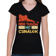 PRINTFASHION Nem tudom - Biliárd - Női V-nyakú póló - Fekete női póló