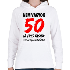 PRINTFASHION Nem vagyok 50! - Női kapucnis pulóver - Fehér