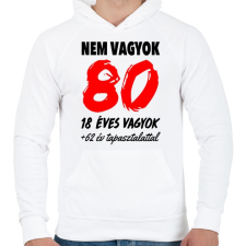 PRINTFASHION Nem vagyok 80! - Férfi kapucnis pulóver - Fehér férfi pulóver, kardigán