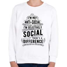 PRINTFASHION Nem vagyok antiszociális - Gyerek pulóver - Fehér