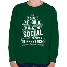 PRINTFASHION Nem vagyok antiszociális - Gyerek pulóver - Sötétzöld