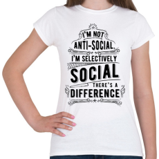 PRINTFASHION Nem vagyok antiszociális - Női póló - Fehér