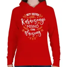 PRINTFASHION Nem vagyok manó - Női kapucnis pulóver - Piros női pulóver, kardigán