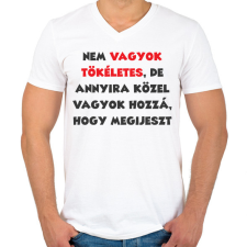 PRINTFASHION Nem vagyok tökéletes, de... - Férfi V-nyakú póló - Fehér férfi póló
