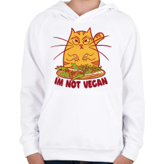 PRINTFASHION Nem vagyok vegán - Gyerek kapucnis pulóver - Fehér