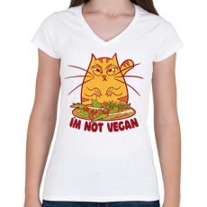 PRINTFASHION Nem vagyok vegán - Női V-nyakú póló - Fehér