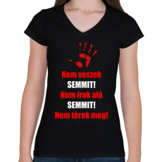 PRINTFASHION Nem veszek semmit - Női V-nyakú póló - Fekete