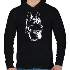 PRINTFASHION német juhász  - Férfi kapucnis pulóver - Fekete férfi pulóver, kardigán