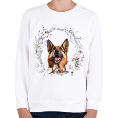 PRINTFASHION német juhász virágokkal - Gyerek pulóver - Fehér